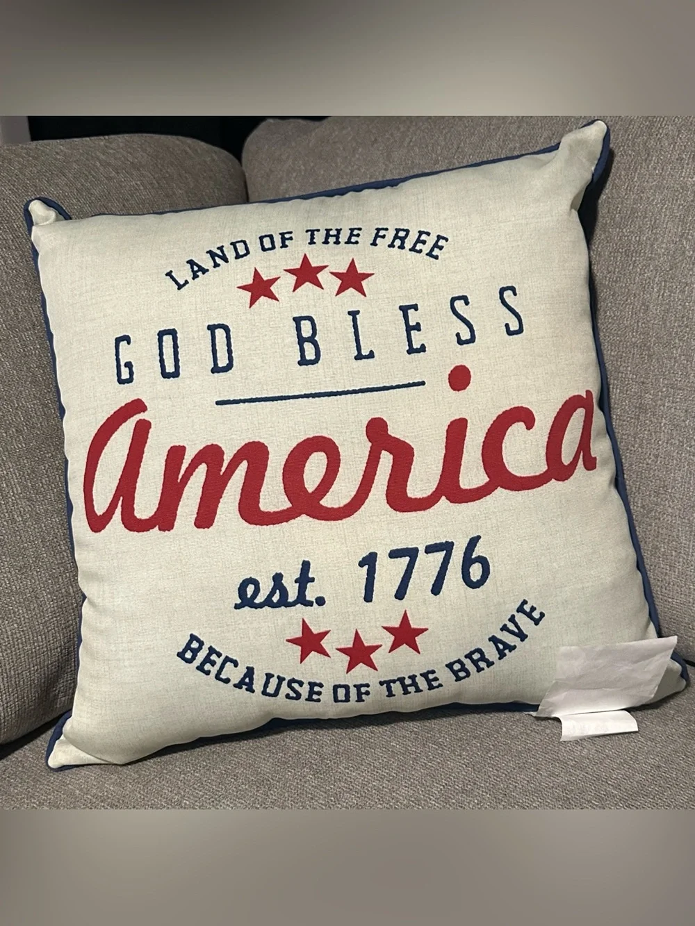 Jordan Patriotic 'God Bless America' Pillow - Cream, Red & Blue